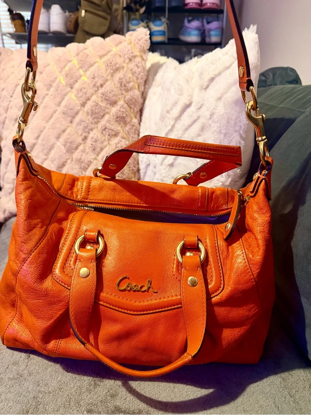 Authentic Coach Ashley Satchel with Gold Hardware